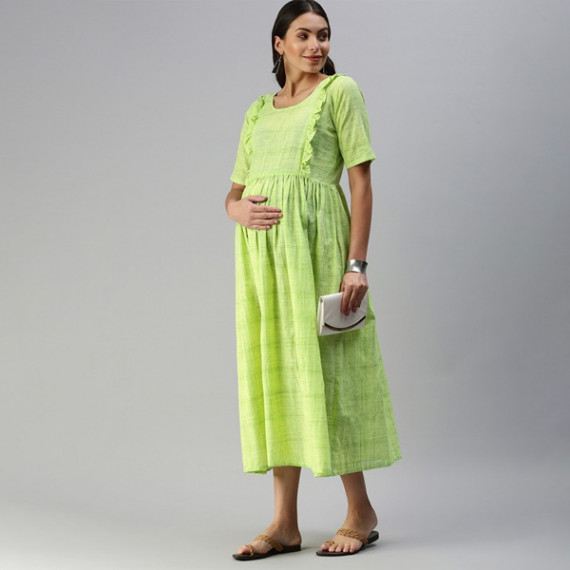 https://soulstylez.com/products/lime-green-woven-design-handloom-maternity-a-line-midi-dress
